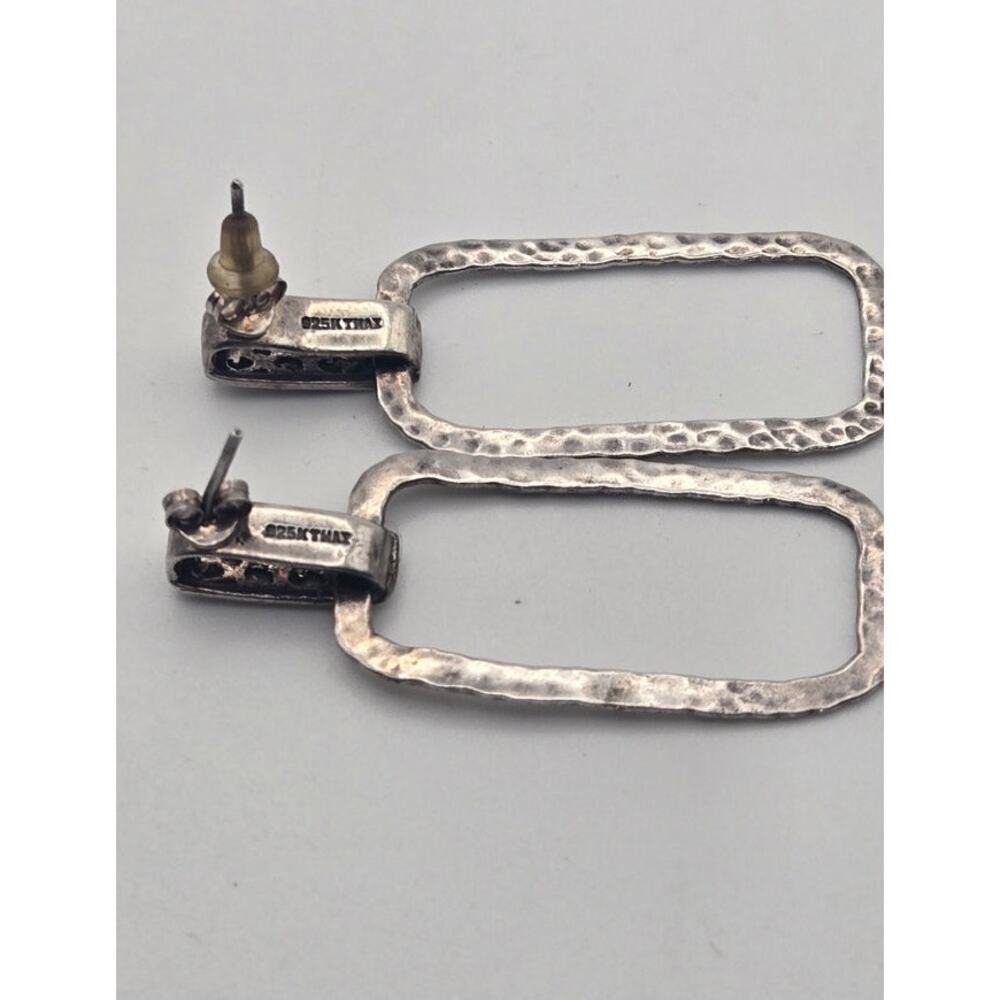 Turkey 925 Silver Handmade Hammered Ladies Earrings - Picture 7 of 8